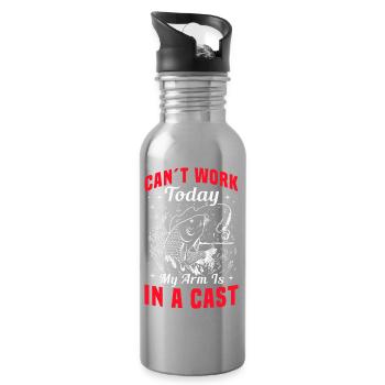 Can’t Work Today My Arm Is in a Cast Angler Humor - Water bottle with straw - silver - Right