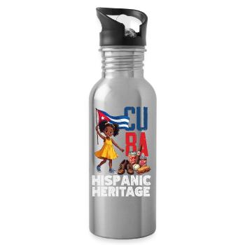 Kuba Stolz & Heimat - Cuba Flagge Design - Trinkflasche mit integriertem Trinkhalm - Lightsilver - Rechts