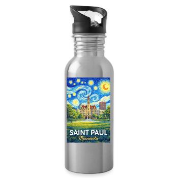 Saint Paul, Minnesota - Water bottle with straw - silver - Right