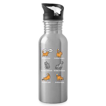Katzenleben – Schnurrhaare & Katzenliebe - Trinkflasche mit integriertem Trinkhalm - Lightsilver - Rechts