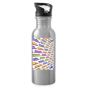Colorful Smile and Repeat - Water bottle with straw - silver - Right