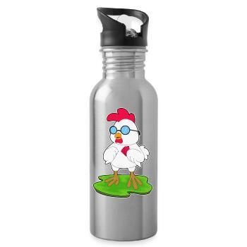 Chicken Poker Poker Card Game - Water bottle with straw - silver - Right
