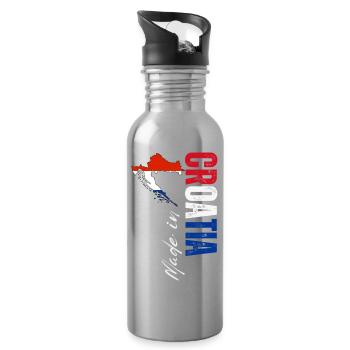 Made in Croatia, born in Croatia - Water bottle with straw - silver - Right