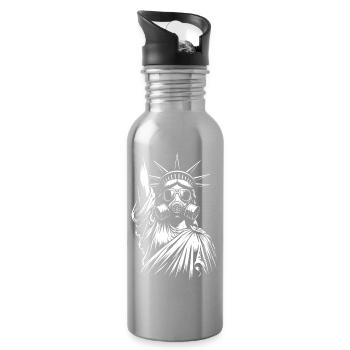 Freiheitsstatue mit Gasmasken-Design - Trinkflasche mit integriertem Trinkhalm - Lightsilver - Rechts