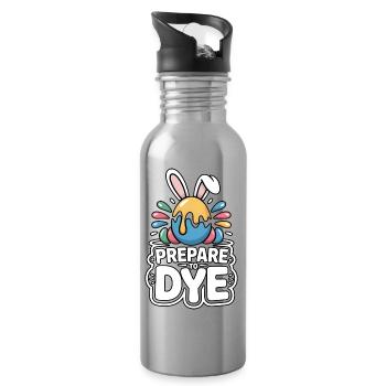 Prepare To Dye Funny Easter Saying - Water bottle with straw - silver - Right