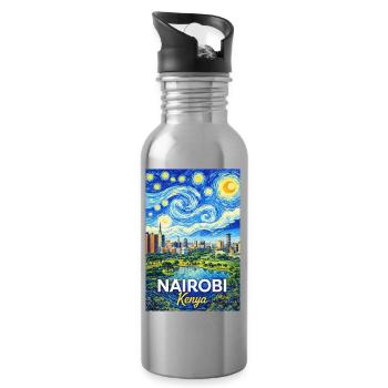 Nairobi Kenya Starry Night - Trinkflasche mit integriertem Trinkhalm - Lightsilver - Rechts