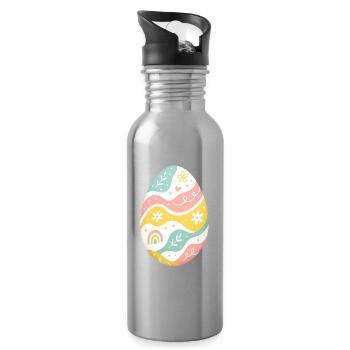 Pastell Osterei Muster - Trinkflasche mit integriertem Trinkhalm - Lightsilver - Rechts