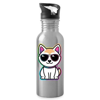 Cat Neon Rainbow Glasses - Water bottle with straw - silver - Right