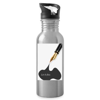Let it flow Creativity Motivation Writing - Water bottle with straw - silver - Right