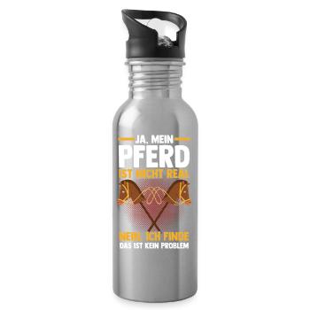 Steckenpferd Hobbyhorse Hobby Horsing - Trinkflasche mit integriertem Trinkhalm - Lightsilver - Rechts