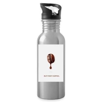 But First Coffee Minimalistisches Poster - Trinkflasche mit integriertem Trinkhalm - Lightsilver - Rechts