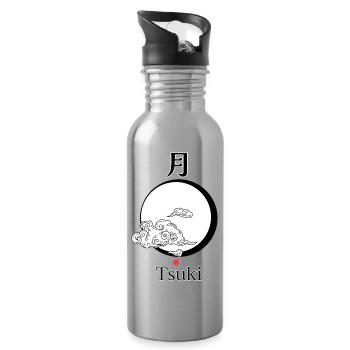 Tsuki – Japanischer Mond | Torii Apparel - Trinkflasche mit integriertem Trinkhalm - Lightsilver - Rechts