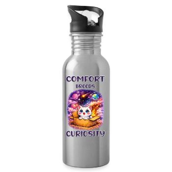 Weltraumkatze in der Box - Komfort & Kuriosität  - Trinkflasche mit integriertem Trinkhalm - Lightsilver - Rechts