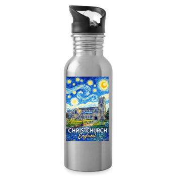 Christchurch England Sternenwirbel - Trinkflasche mit integriertem Trinkhalm - Lightsilver - Rechts