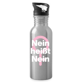 NEIN HEISST NEIN – IMMER! ♀ GIRLPOWER FEMALE POWER - Trinkflasche mit integriertem Trinkhalm - Lightsilver - Rechts