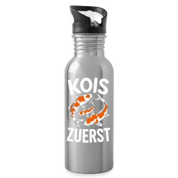  Kois Zuerst Lustiger Koi Karpfen Spruch Für Koi - Trinkflasche mit integriertem Trinkhalm - Lightsilver - Rechts