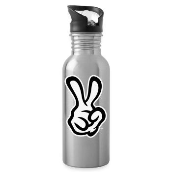 Victory Hand Signals (Right Hand / NEG / 2C) - Water bottle with straw - silver - Right