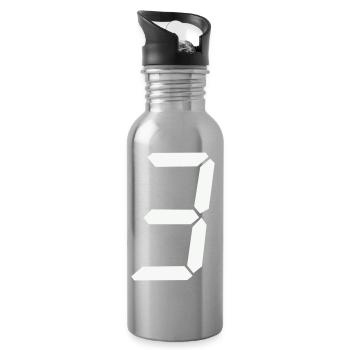digitale_zahl_3 - Trinkflasche mit integriertem Trinkhalm - Lightsilver - Rechts