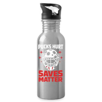 Hockey Goalie Geschenk Goalie Life Hockey Goalie - Trinkflasche mit integriertem Trinkhalm - Lightsilver - Rechts