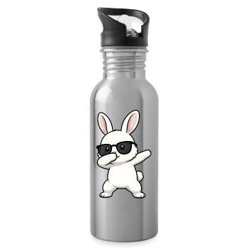 Lapin à dabber - Gourde avec paille intégrée - argent clair - Droite