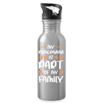 Mon poméranien fait partie de la famille - Gourde avec paille intégrée - argent clair - Droite