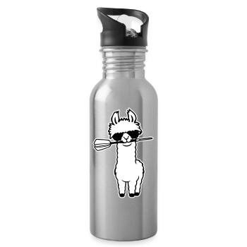 Cooles Lama Alpaka Sonnenbrille Dartpfeil Maul Süß - Trinkflasche mit integriertem Trinkhalm - Lightsilver - Rechts