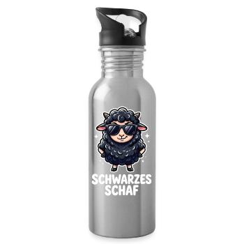 Schwarzes Schaf Lustiges Cooles Motiv - Trinkflasche mit integriertem Trinkhalm - Lightsilver - Rechts