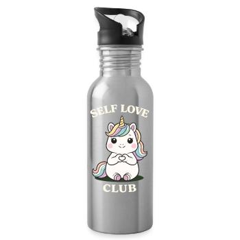 Love Self Love Single Shirt Motivation mignonne - Gourde avec paille intégrée - argent clair - Droite