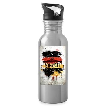 Deutsche Einheit Berlin Brandenburger Tor Poster - Trinkflasche mit integriertem Trinkhalm - Lightsilver - Rechts