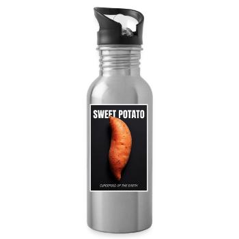Sweet Potato Superfood Print - Water bottle with straw - silver - Right
