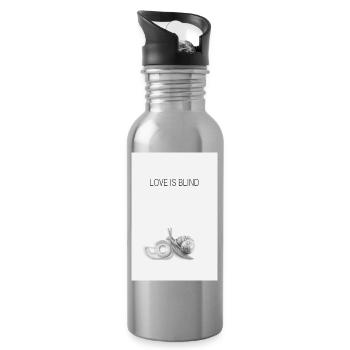 Love Is Blind Funny Snail Humor Design - Water bottle with straw - silver - Right