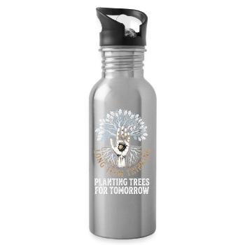 Long Term Planting - Water bottle with straw - silver - Right