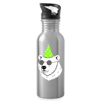 Polar Bear Party Sunglasses Birthday - Water bottle with straw - silver - Right
