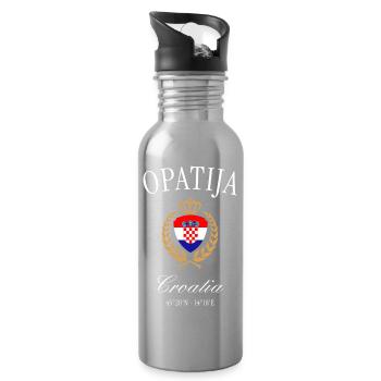 Opatija Kroatien Wappen Krone – Reise Souvenir - Trinkflasche mit integriertem Trinkhalm - Lightsilver - Rechts