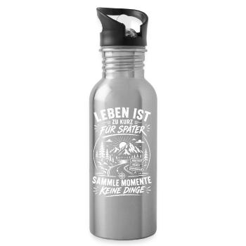 Sammle Momente keine Dinge Abenteuer - Trinkflasche mit integriertem Trinkhalm - Lightsilver - Rechts