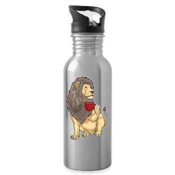 Lion Coffee Mug - Water bottle with straw - silver - Right