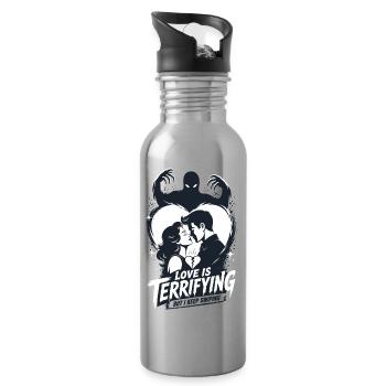 Love Is Terrifying Horror - Water bottle with straw - silver - Right