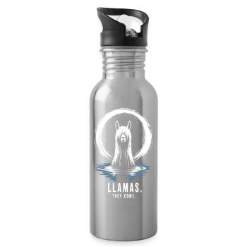 Llamas They Come Horror Llama Design - Water bottle with straw - silver - Right