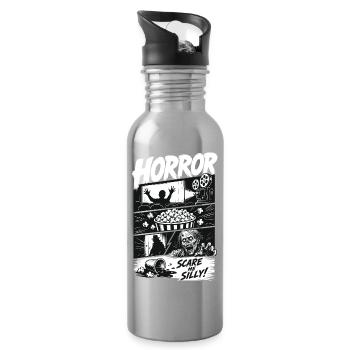 Horror Popcorn Comic Style - Water bottle with straw - silver - Right