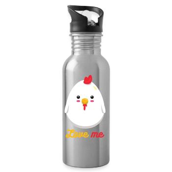 rooster - Water bottle with straw - silver - Right