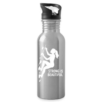 Strong is Beautiful – Ästhetik beim Bouldern - Trinkflasche mit integriertem Trinkhalm - Lightsilver - Rechts