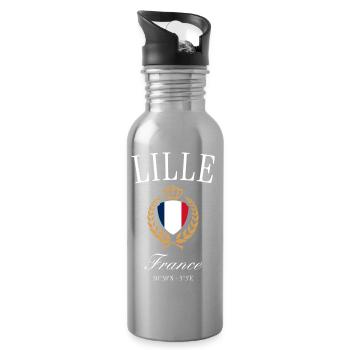 Couronne des armoiries de Lille France – Souvenir de voyage - Gourde avec paille intégrée - argent clair - Droite
