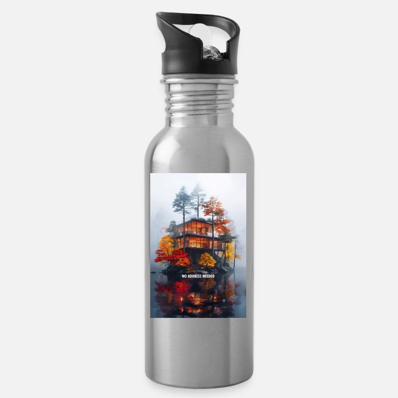 KEINE ADRESSE BENÖTIGT - Moderne Villa der Herbstinsel - Trinkflasche mit integriertem Trinkhalm - Lightsilver
