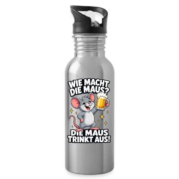 Party Maus Prost - Trinkflasche mit integriertem Trinkhalm - Lightsilver - Rechts