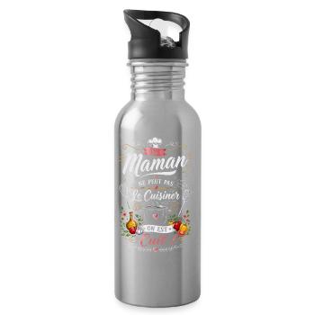 Humour Si Maman peut pas le cuisiner on est cuit ! - Gourde avec paille intégrée - argent clair - Droite