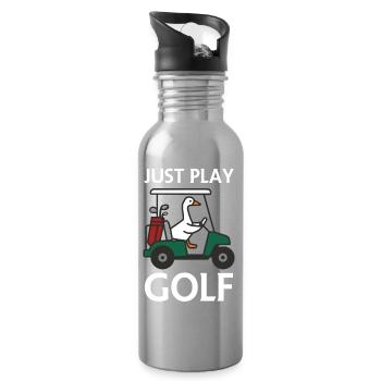 Duck dich im Golfwagen – Spiel einfach Golf - Trinkflasche mit integriertem Trinkhalm - Lightsilver - Rechts