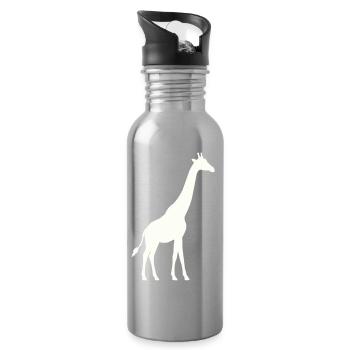 Giraffe Silhouette - Trinkflasche mit integriertem Trinkhalm - Lightsilver - Rechts