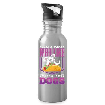 Taco Dog Dog Owner Tacos Puppy Dog - Water bottle with straw - silver - Right