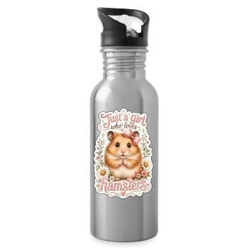 Juste une fille qui adore les hamsters - Gourde avec paille intégrée - argent clair - Droite