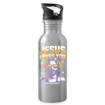 T-shirt préféré de Jesus Loves You - Gourde avec paille intégrée - argent clair - Droite